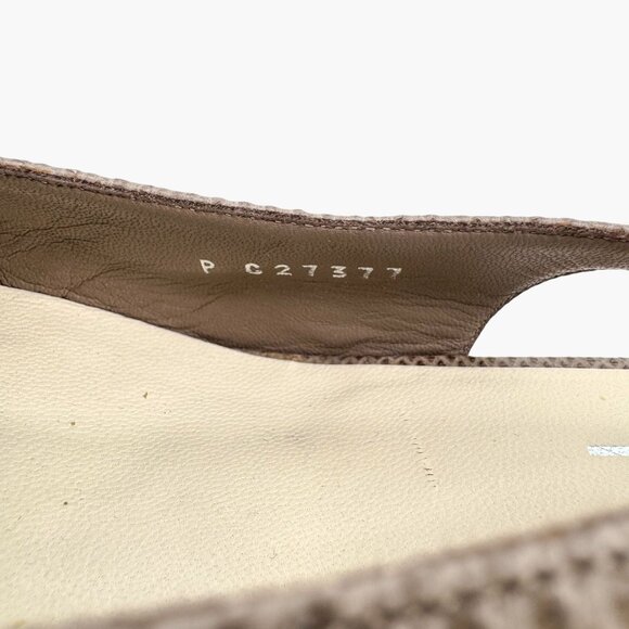 Chanel CC Cap Toe Slingback Kitten Pumps Heels Taupe Leather Size 38 US 7-7.5 - Picture 14 of 16